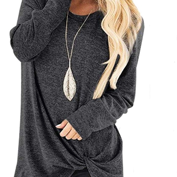 Womens Long Sleeve V Neck Blouses Comfy Loose Plain Tops  (brand new in package) - Picture 2 of 5